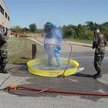 Use the De-Con Spray Hoop to easily wash emergency personnel