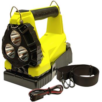 Streamlight Yellow Vulcan 180 Rechargeable Lantern includes shoulder strap and direct wire charging rack