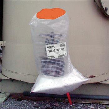 12" x 18" Andax Valve Boot Sac™ Universal Absorbent Valve Leak Wrap - Shown in Oil-Selective