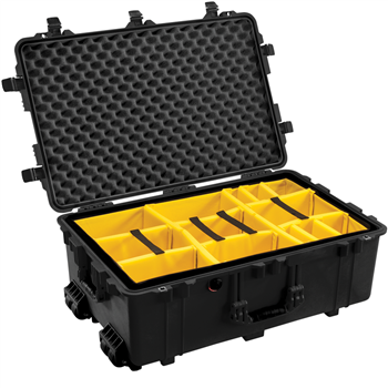 Black Pelican 1650 Case with Yellow Padded Dividers