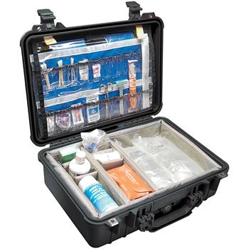 Black Pelican 1500EMS Case with Padded Dividers and Lid Organizer (Contents Shown not Included)