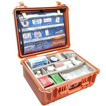 Orange Pelican 1550EMS Case with Padded Dividers and Lid Organizer (Contents Shown not Included)