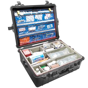 Black Pelican 1600EMS Case with Padded Dividers and Lid Organizer (Contents Shown not Included)
