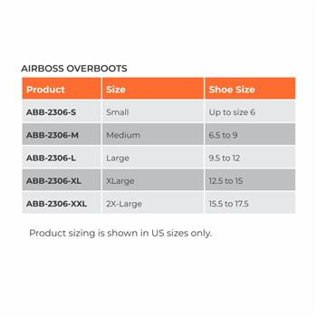 CBRN AirBoss Overboots Size Chart