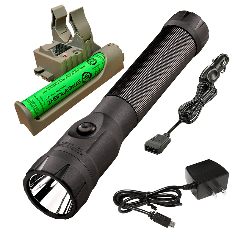 Black Streamlight 76307 PolyStinger Flashlight with AC Steady Charge Piggyback Holder 