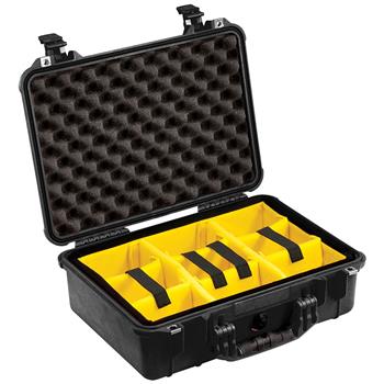 Black Pelican™ 1500 Case with yellow padded dividers
