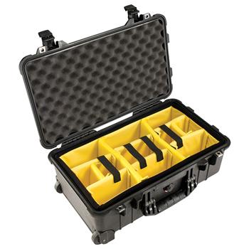 Black Pelican™ 1510 Carry On Case with yellow padded dividers