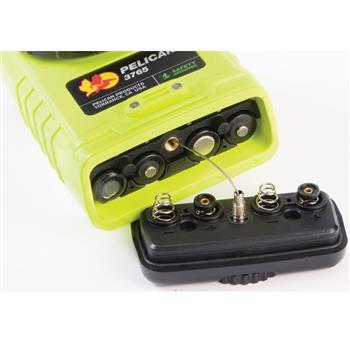 Pelican 3765 LED Rechargeable Flashlight battery compartment is located in the base