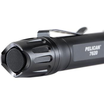 Pelican™ 7620 tactical flashlight has a push-button on/off end switch