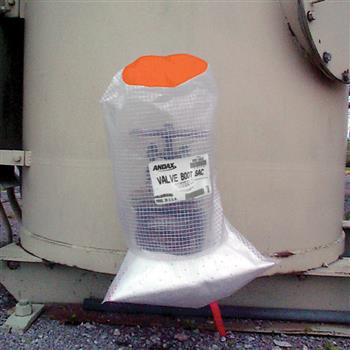 18" x 36 " Andax Valve Boot Sac™ Universal Absorbent Valve Leak Wrap - Shown in Oil Selective