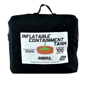 Andax Inflatable Containment Tank™ (ICT) fits in a compact carrying case